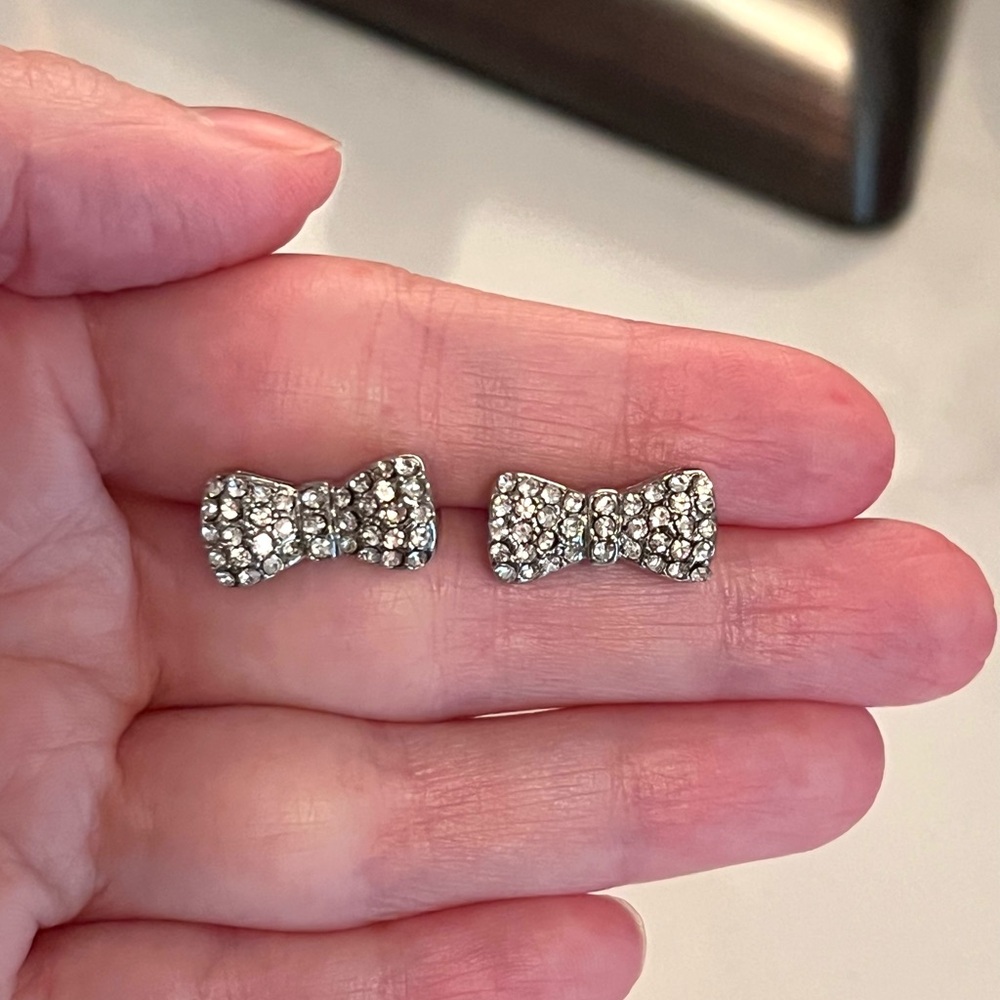 Silver Bow Stud Earrings